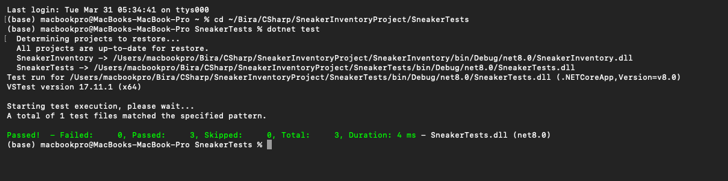 Sneaker Inventory Manager - Unit Tests